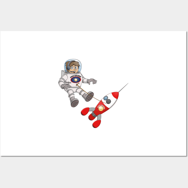 Space explorer illustration “The astronaut and his spaceship” Wall Art by Stefs-Red-Shop